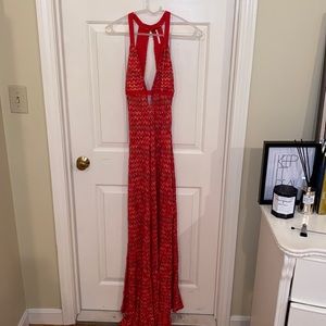 Orange Printed Free People Dress, Size Small